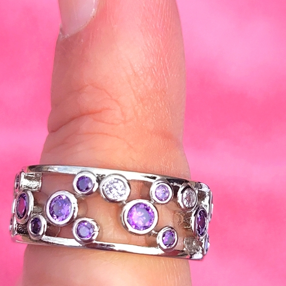 Purple and Light Purple Circle Fashion Gemstone Band - Picture 2 of 3